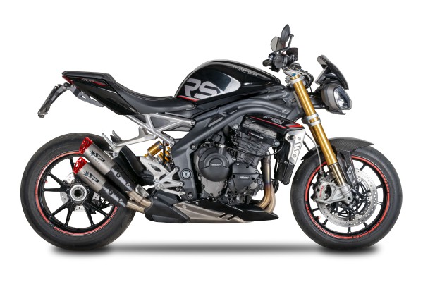 SPARK Auspuff DOPPIO Alu Endkappen Rot für Speed Triple 1200 RS/RR (´21-´24)